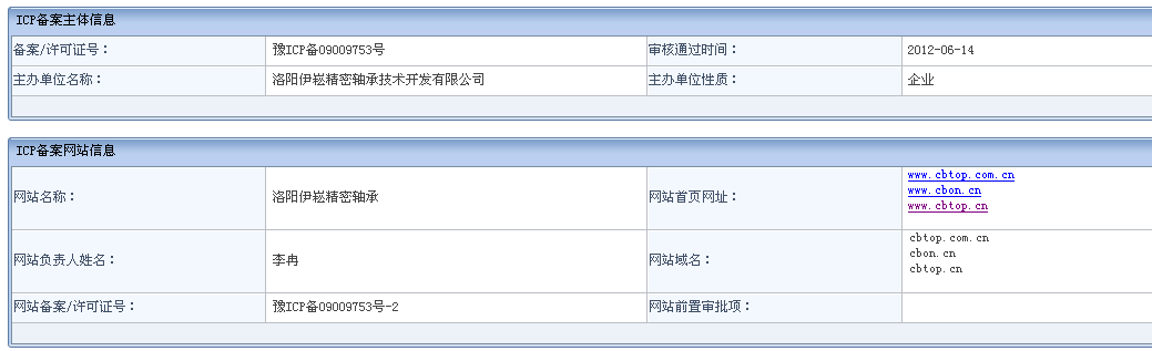 CBTOP備案信息