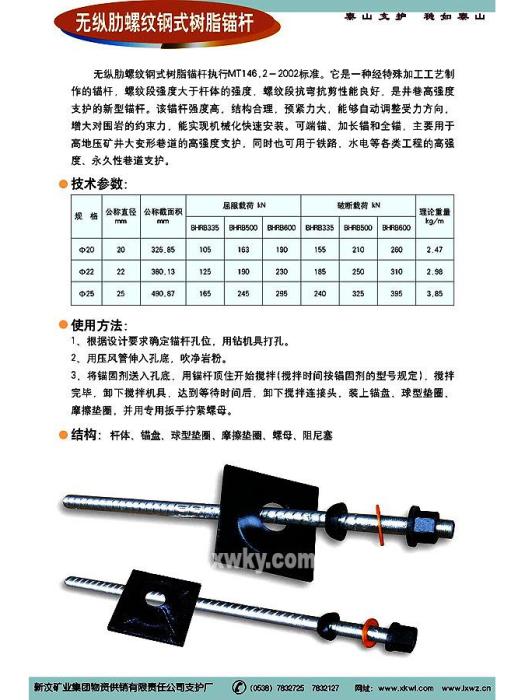 無縱肋螺紋鋼式樹脂錨桿