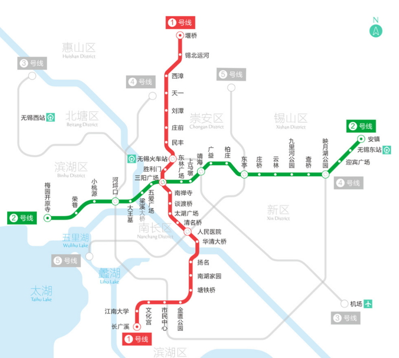 無錫捷運運營線路圖（綠色）