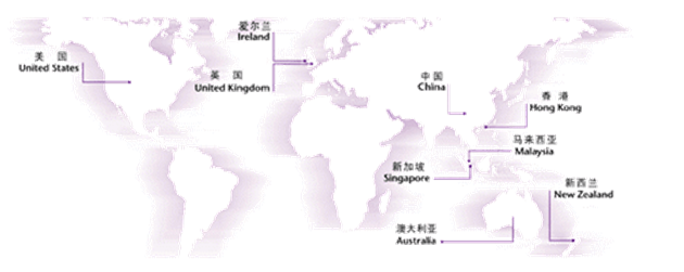 MYOB運營國家分布圖