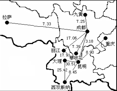 高原航線顛簸發生機率分布圖