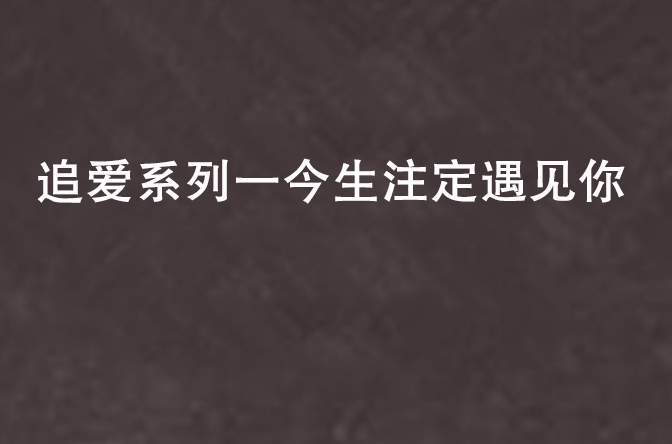 追愛系列一今生注定遇見你