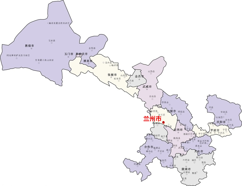 蘭州在甘肅省的位置