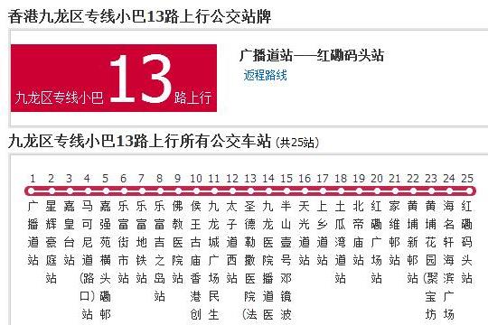 香港公交九龍區專線小巴13路