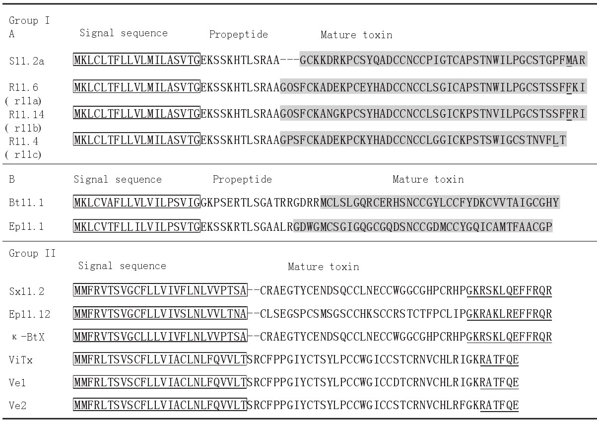 I-超家族芋螺毒素的前體序列