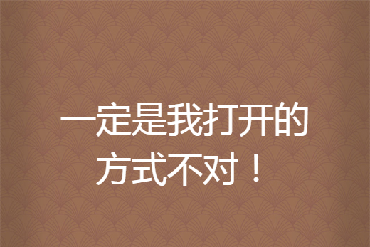 一定是我打開的方式不對！(一定是我打開的方式不對)