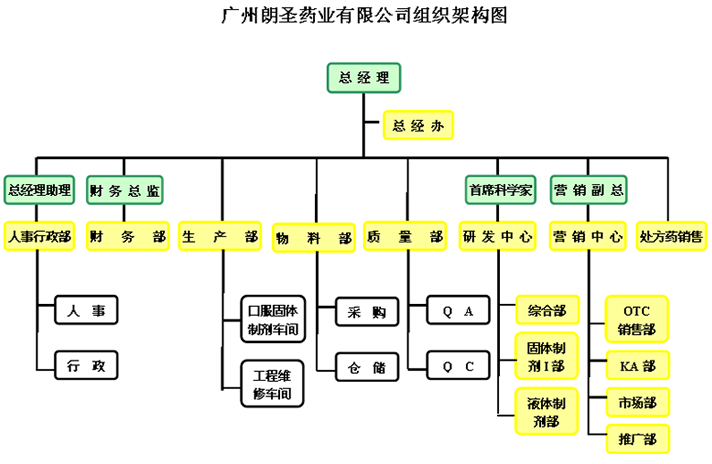 廣州朗聖藥業有限公司組織結構圖