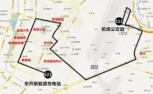 拆分後的S21路（826路西段）運行線路圖