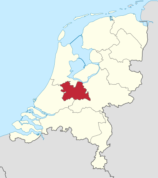 烏得勒支省在荷蘭位置