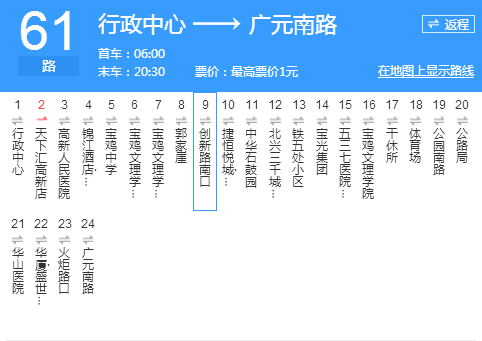 寶雞公交61路