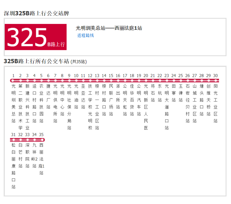 深圳公交325B路