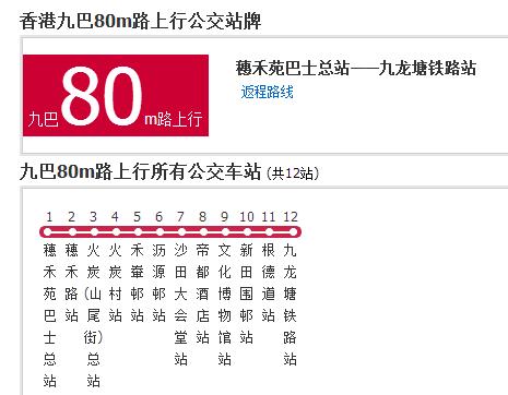 香港公交九巴80m路