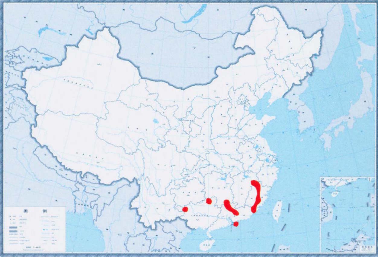 小棘蛙地理分布圖