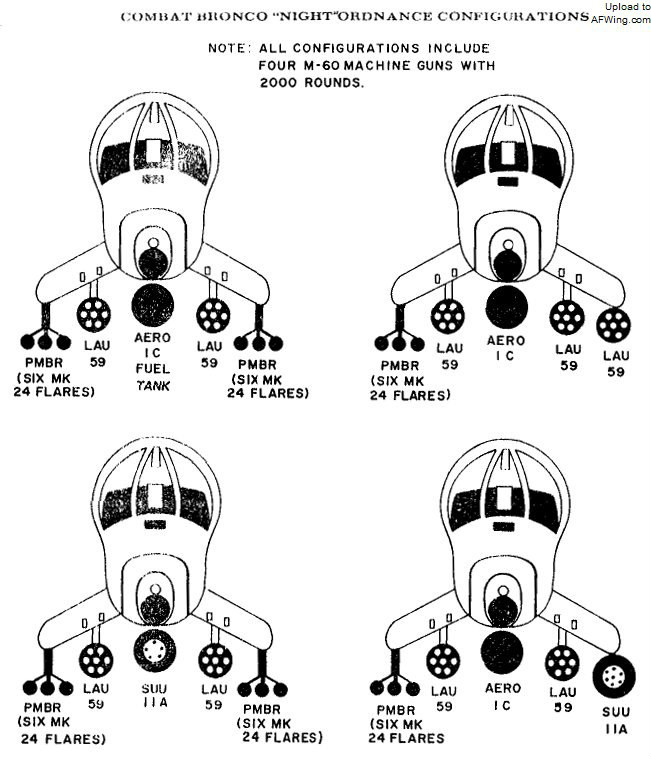 OV-10的夜間任務武器掛載方案，注意照明彈