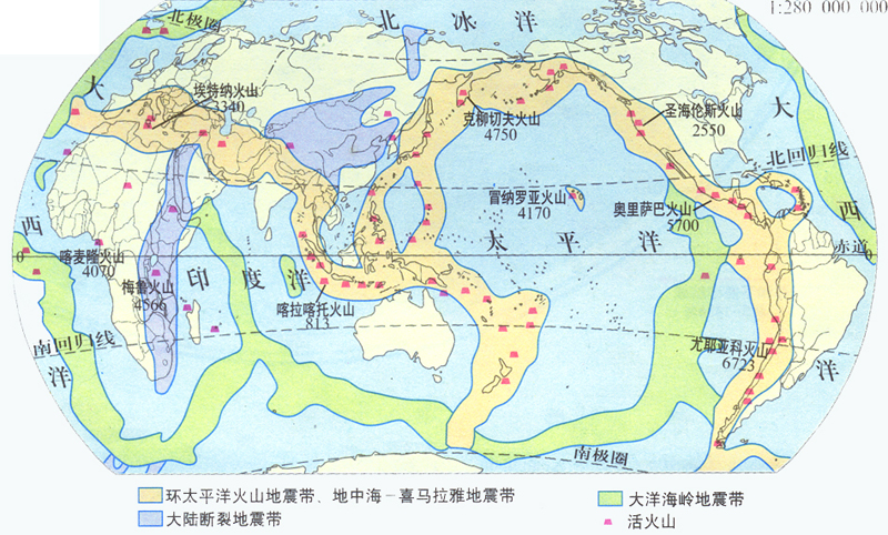 世界火山分布