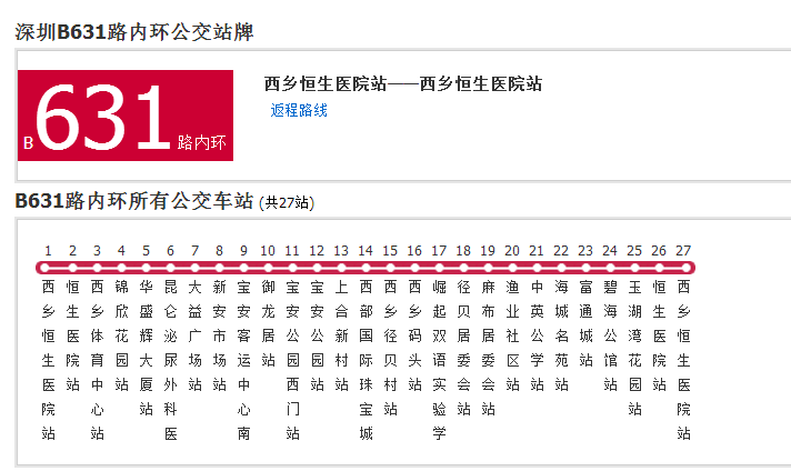 深圳公交B631路