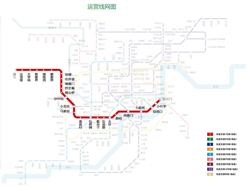 重慶軌道交通1號線線路站點