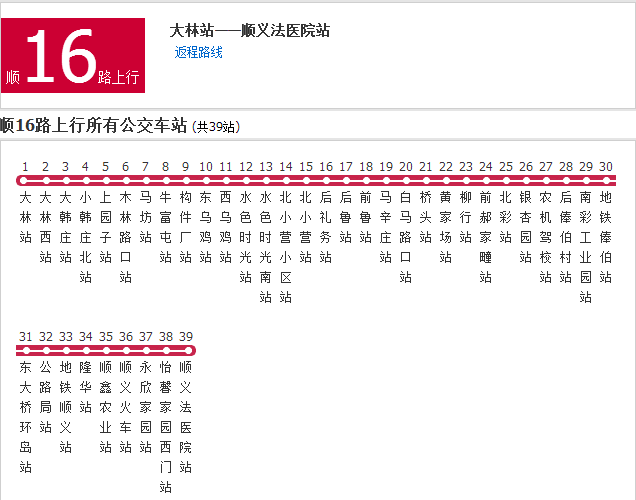 北京公交順16路