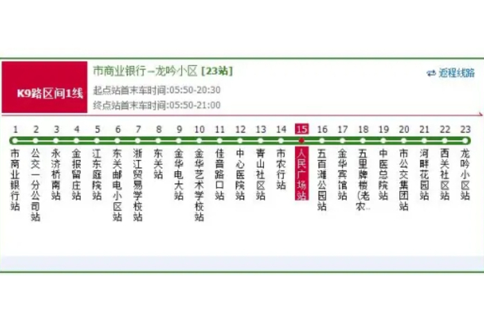 金華公交K9路區間1線