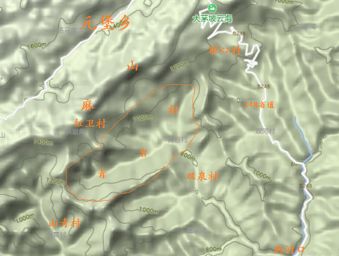 青岩村等高線地形圖