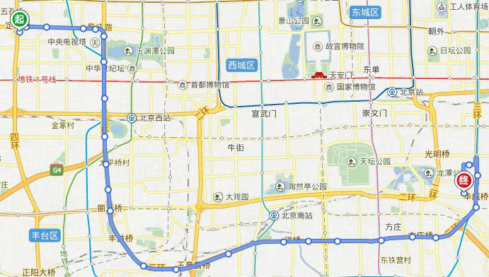 北京368路 定慧橋南→左安路 非衛星線路圖