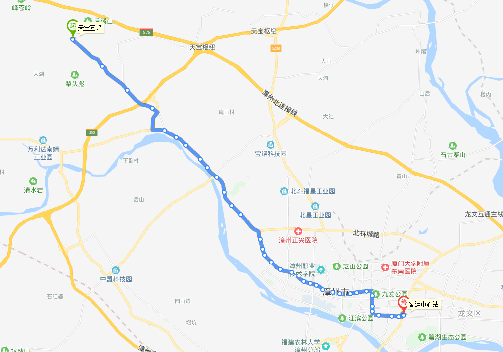 漳州公交14路下行路線圖