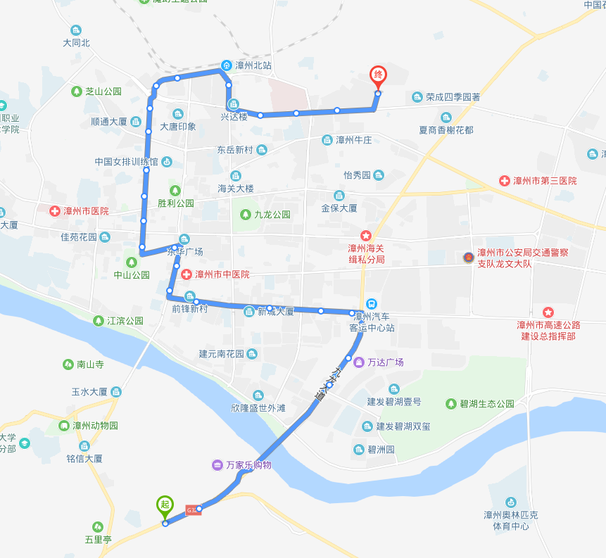 漳州公交17路日班路線圖