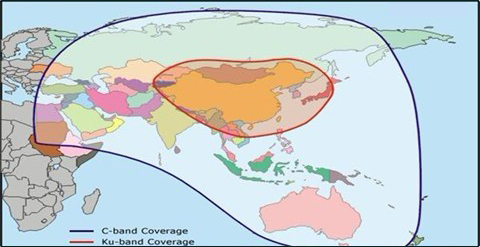 亞太Ⅴ號Ku頻段衛星覆蓋圖