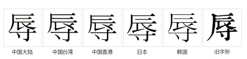 字形對比（宋體）