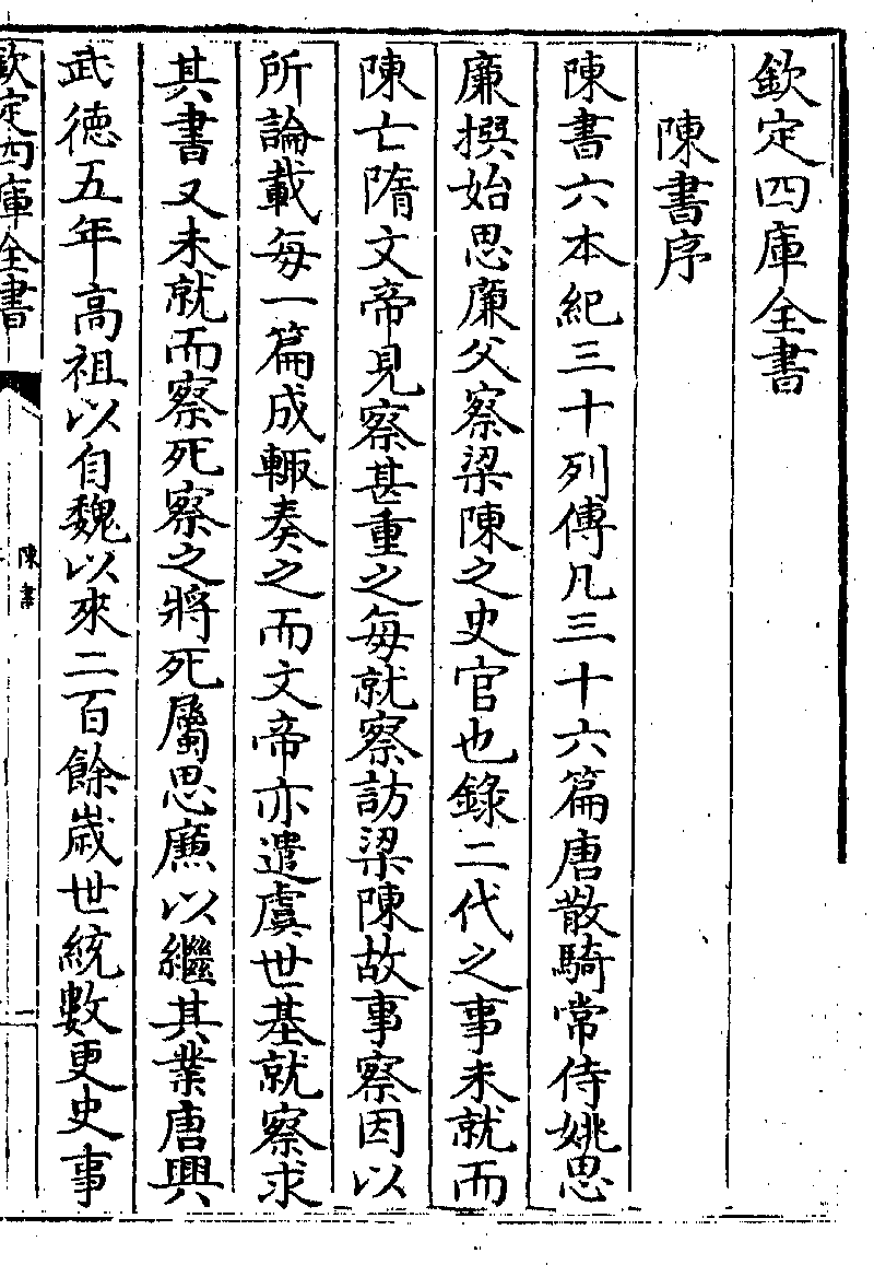 陳書目錄序