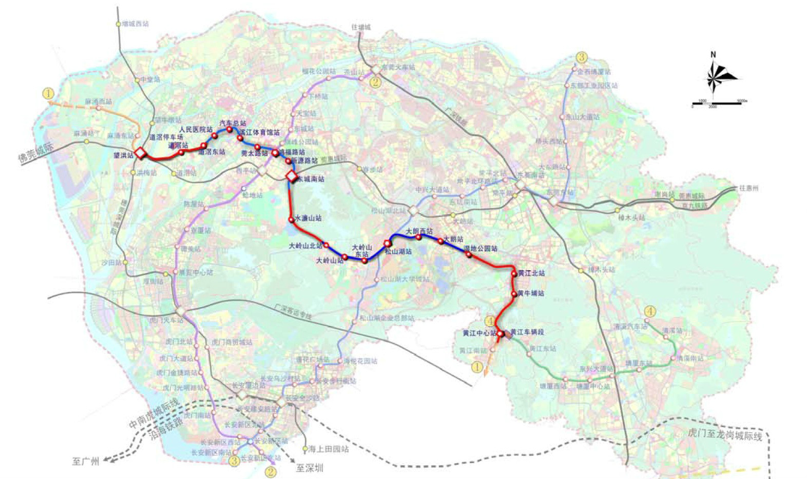 東莞捷運1號線線路圖