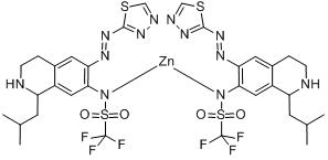 雙[1,1,1-三氟-N-[1,2,3,4-四氫-1-（2-甲基丙基）-6-[(1,3,4-噻二唑-2-基-N3)偶氮-N1]-7-異喹啉基]甲磺醯胺根