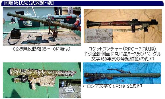 朝鮮特務船攜帶的武裝