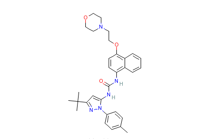 1-[2-（4-甲基苯基）-5-叔丁基吡唑-3-基]-3-[4-（2-嗎啉-4-基乙氧基）萘-1-基]脲