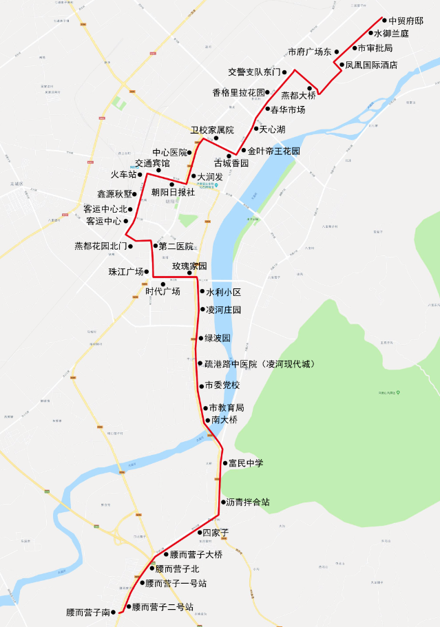 朝陽公交6路運行路線示意圖