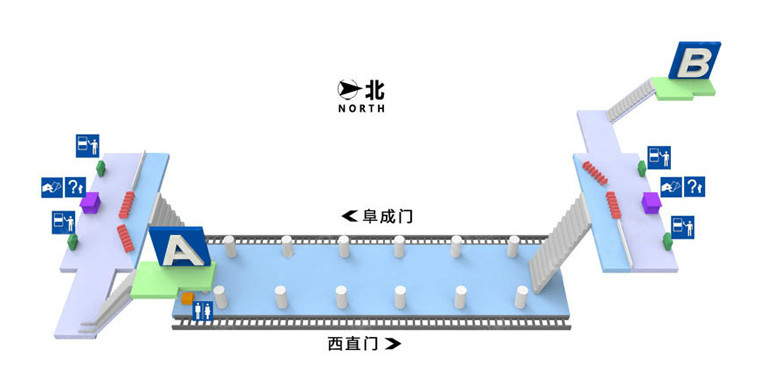 車公莊站站內立體圖（2號線）