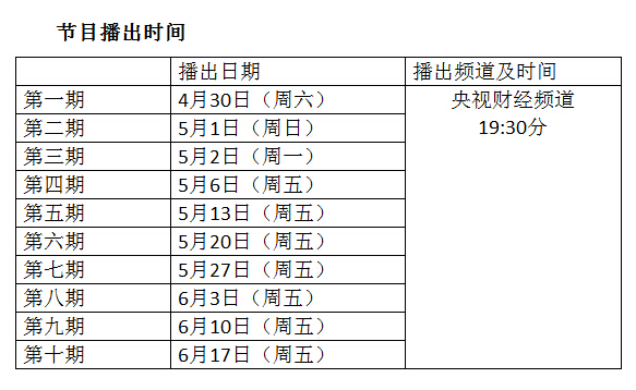 節目播出時間表