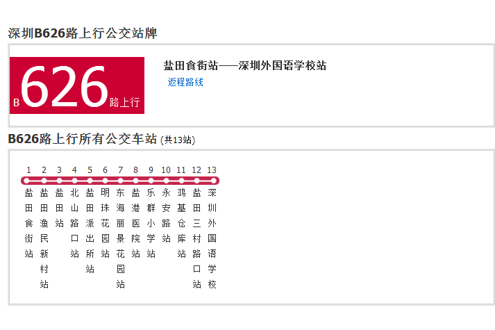 深圳公交B626路