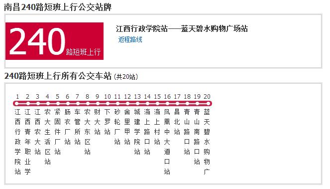 南昌公交240路短班