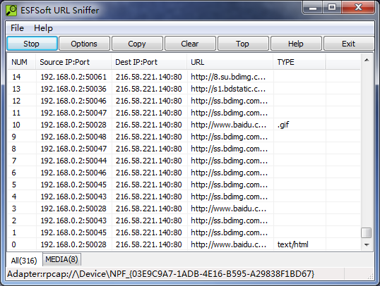 ESFSoft URL Sniffer