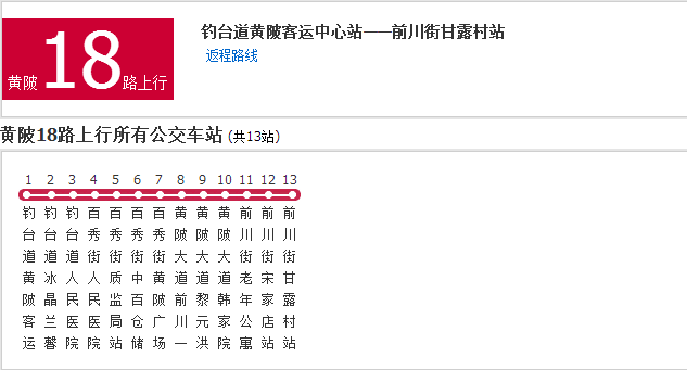 武漢公交黃陂18路