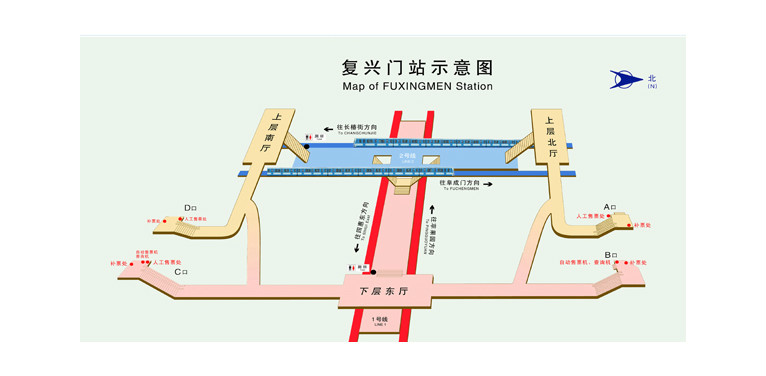 復興門站站內立體圖（1號線）