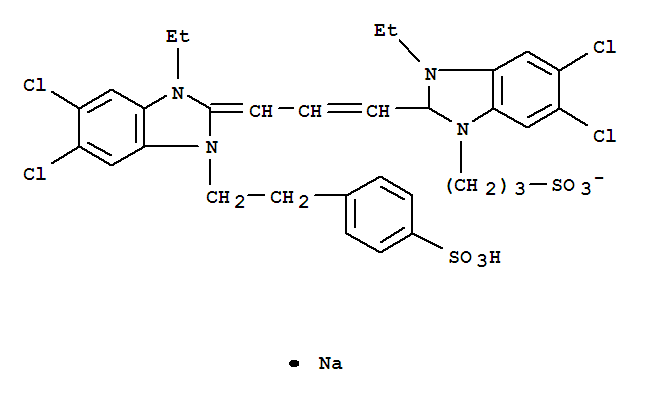 3-[5,6-二氯-2-[3-[5,6-二氯-1-乙基-3-（4-磺酸根苯乙基）苯並咪唑啉-2-亞基]-1-丙烯基]-1-乙基-3-苯並咪唑啉
