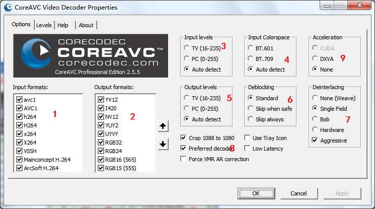 CoreAVC設定圖