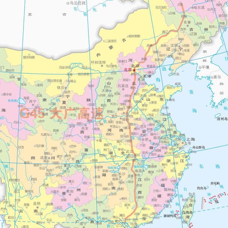 大廣高速公路線路走向略圖