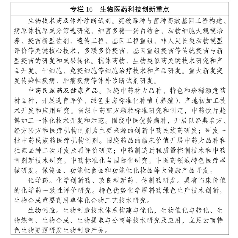 雲南省 “十四五”科技創新規劃