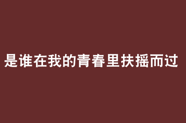 是誰在我的青春里扶搖而過