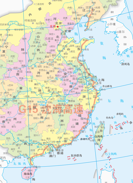 瀋海高速公路走向略圖