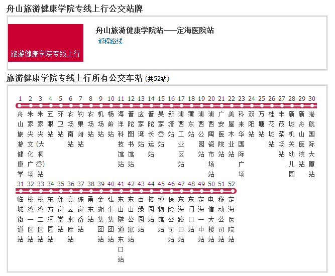 舟山公交旅遊健康學院專線