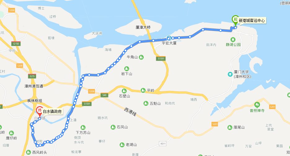 漳州公交603路下行路線圖